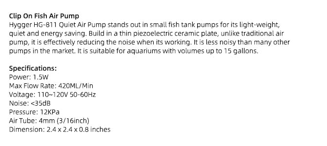  Hygger Quiet Mini Air Pump for Aquarium 1.5 Watt